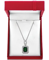 Effy Emerald (2-1/5 ct. t.w.) & Diamond (1/4 ct. t.w.) 18" Pendant Necklace in 14k White Gold (Also Available in 14k Yellow Gold)
