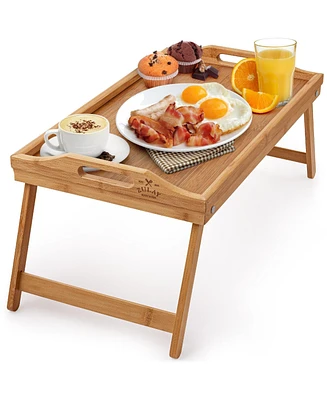 Bamboo Breakfast in Bed Tray Table with Folding Legs