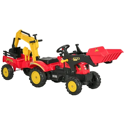 Aosom Kids Ride On Excavator/Bulldozer, Pedal Car Digger Toy