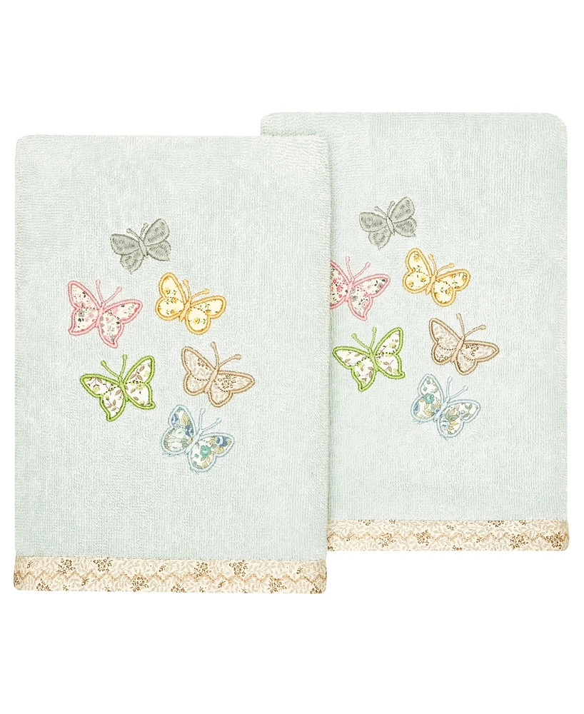 Linum Home Turkish Cotton Mariposa Embellished 2-Pc. Hand Towel Set