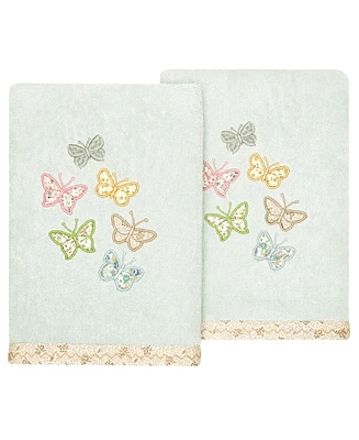 Linum Home Turkish Cotton Mariposa Embellished 2-Pc. Hand Towel Set