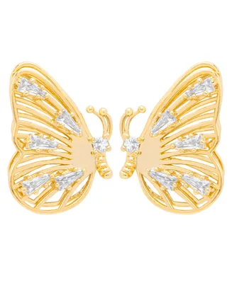 Macy's Gold Plated Cubic Zirconia Butterfly Stud Earrings
