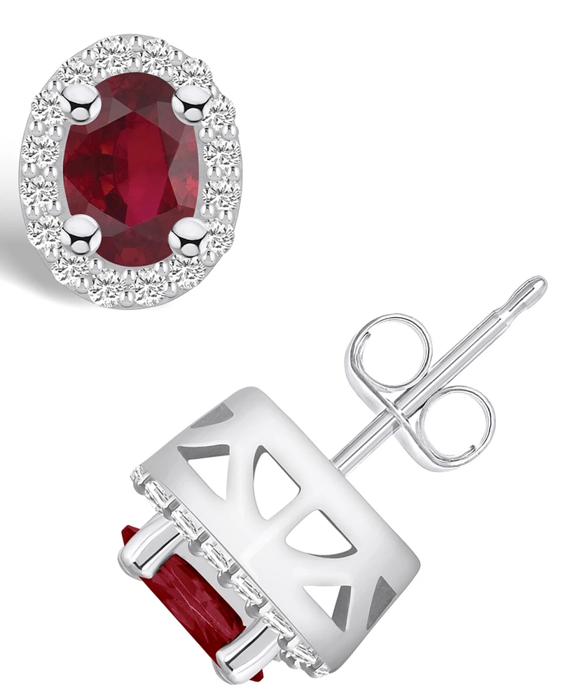Macy's Ruby (1-1/5 Ct. t.w.) and Diamond (1/4 Halo Stud Earrings