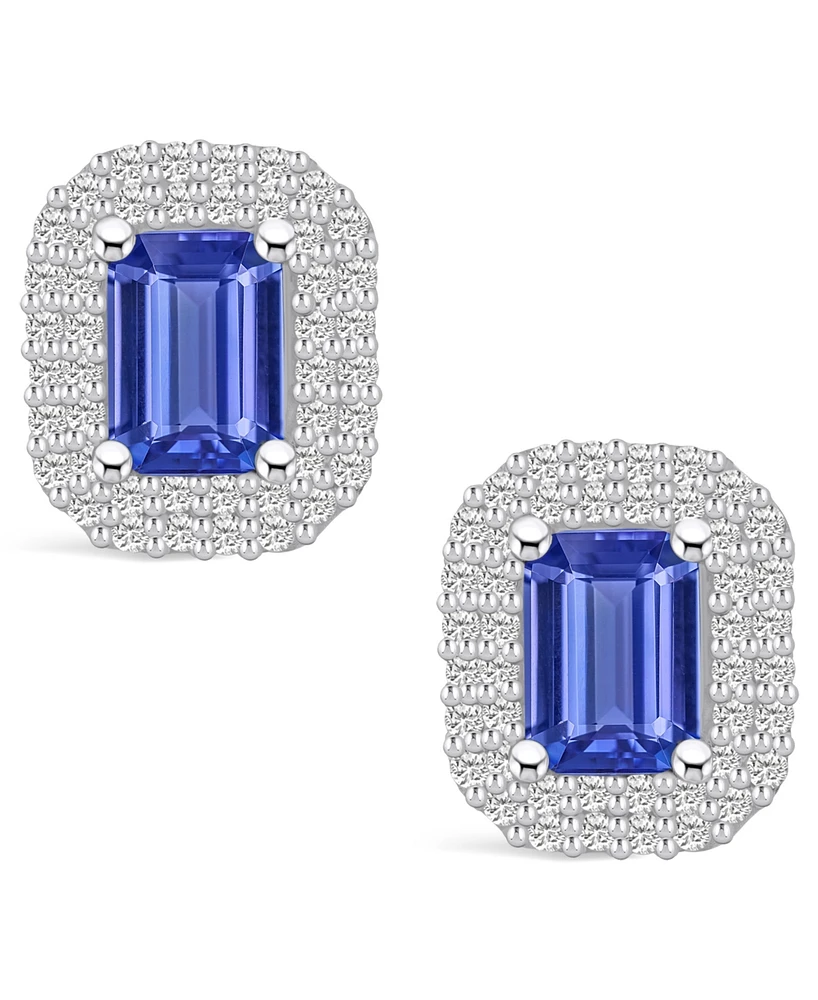 Macy's Tanzanite (2 Ct. t.w.) and Diamond (3/4 Halo Stud Earrings