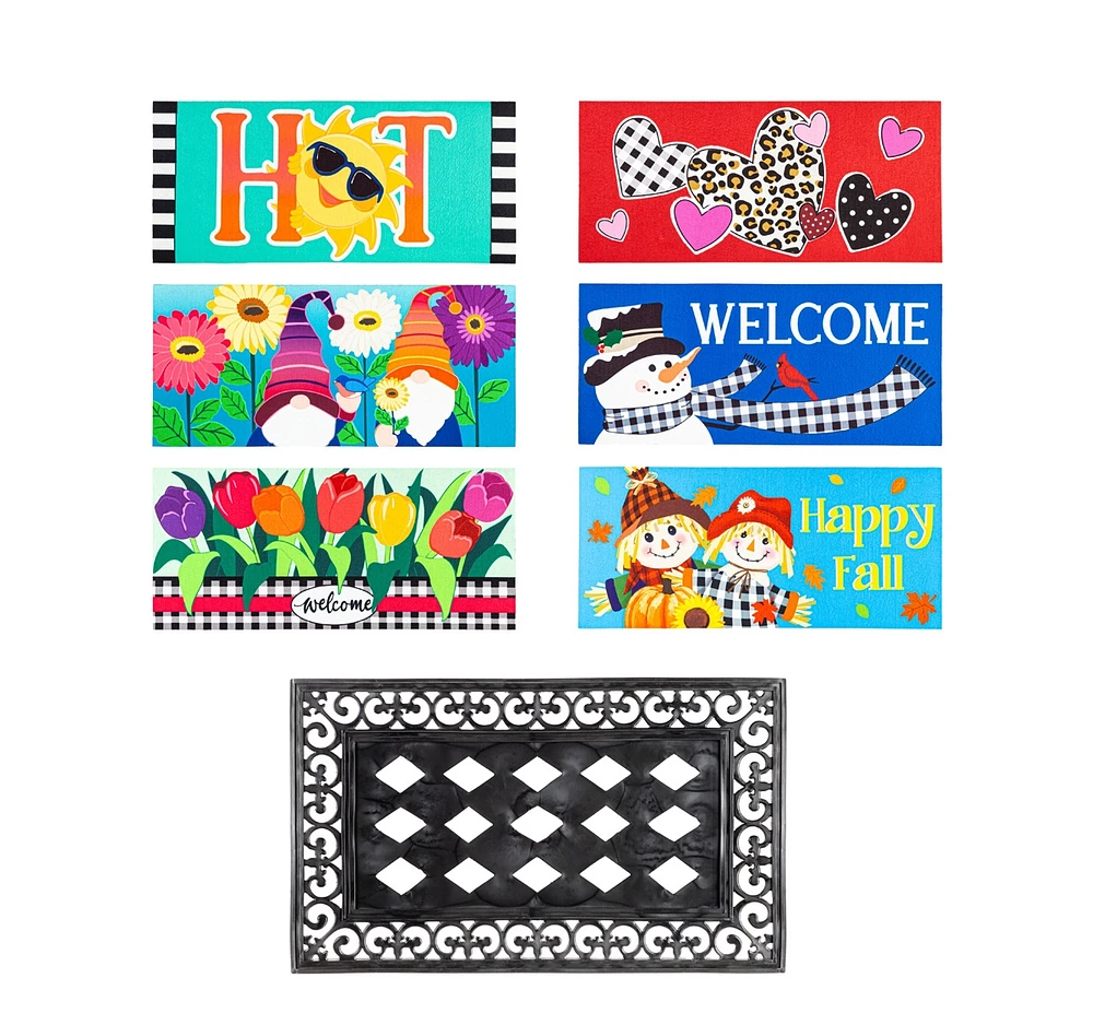 Evergreen 4-Season Sassafras Mats, Set of 6, Whimsical