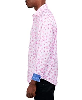 Society of Threads Men's Slim-Fit Performance Stretch Floral Long-Sleeve Button-Down Shirt