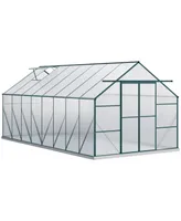 Outsunny 16' x 8' Polycarbonate Walk-in Garden house w/ Sliding Door