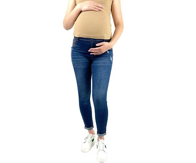 Indigo Poppy Maternity Distressed Skinny Jeans