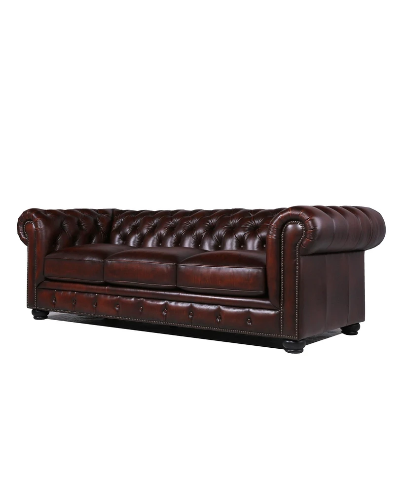 Alexandon Leather Chesterfield Tufted Sofa with Roll Arm