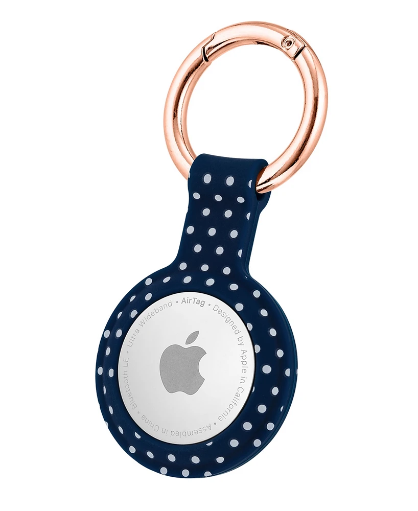 WITHit Navy Dottie Silicone Clip-On Cover by Dabney Lee designed for Apple AirTag