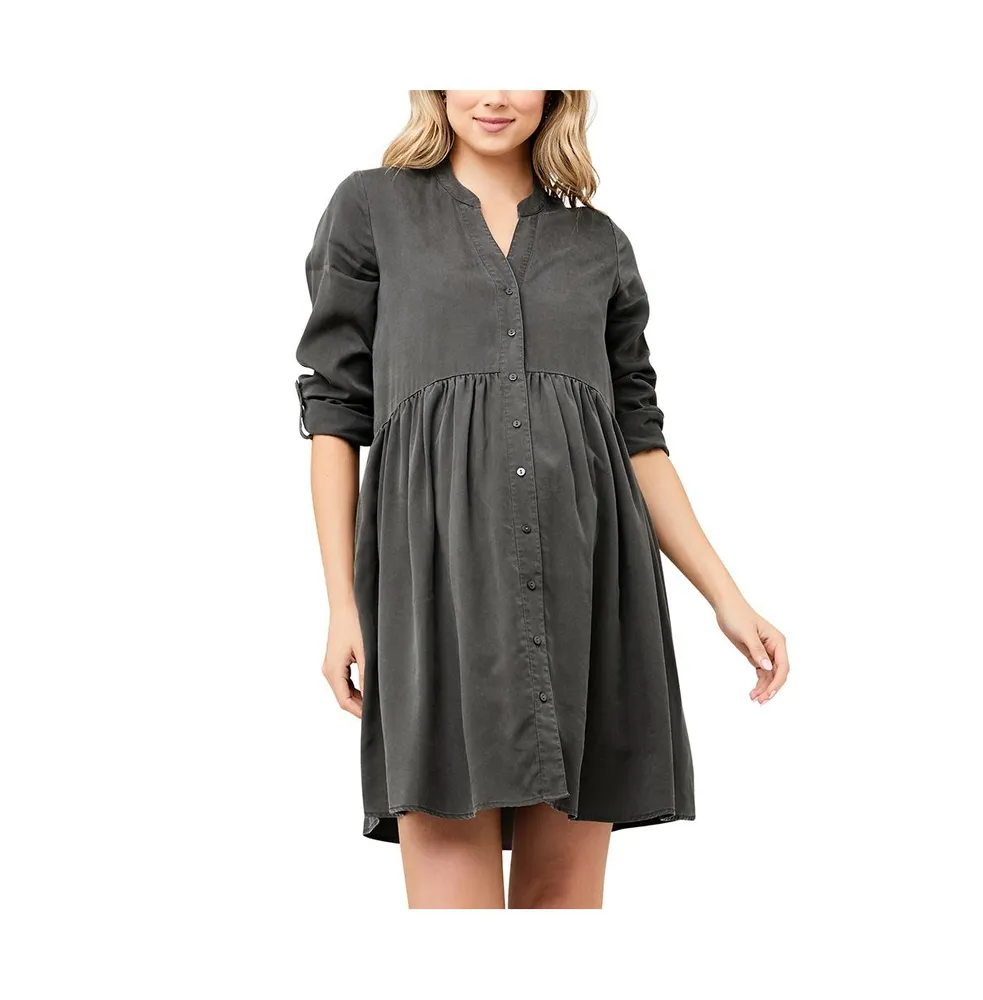 Ripe Maternity Demi Tencel Button Down Nursing Dress Olive