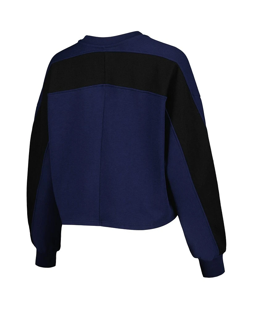 Women's Gameday Couture Navy Michigan Wolverines Back To Reality Colorblock Pullover Sweatshirt