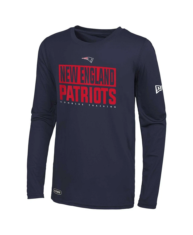 Men's New Era Navy England Patriots Combine Authentic Offsides Long Sleeve T-shirt