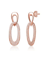 18k Rose Gold Plated with Cubic Zirconia Raindrop Dangle Earrings in Sterling Silver