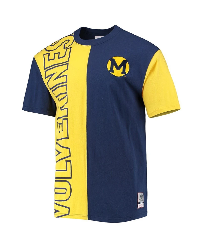 Men's Mitchell & Ness Navy, Maize Michigan Wolverines Play By Play 2.0 T-shirt