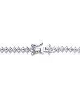 Sterling Silver Heart Shaped Clear Cubic Zirconia Tennis Bracelet