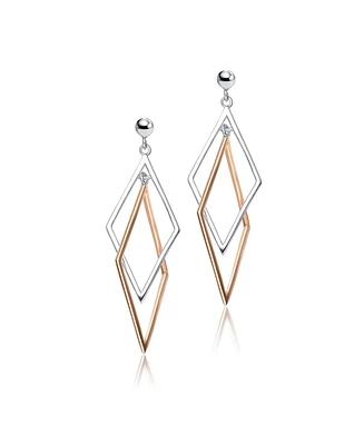 Stylish Sterling Silver Two-Tone Dangling Earrings