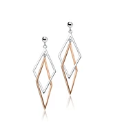 Stylish Sterling Silver Two-Tone Dangling Earrings