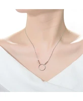 Stylish Sterling Silver Two-Tone Halo Necklace