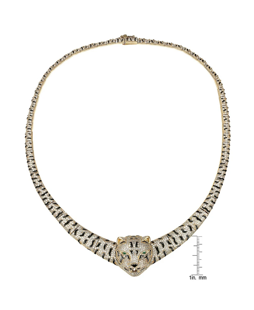 Sterling Silver 14K Gold-Plated Cubic Zirconia Leopard Necklace