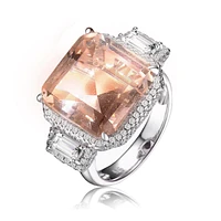 Sterling Silver White Gold Plated with Pink or Yellow Cubic Zirconia Three-Stone Ring