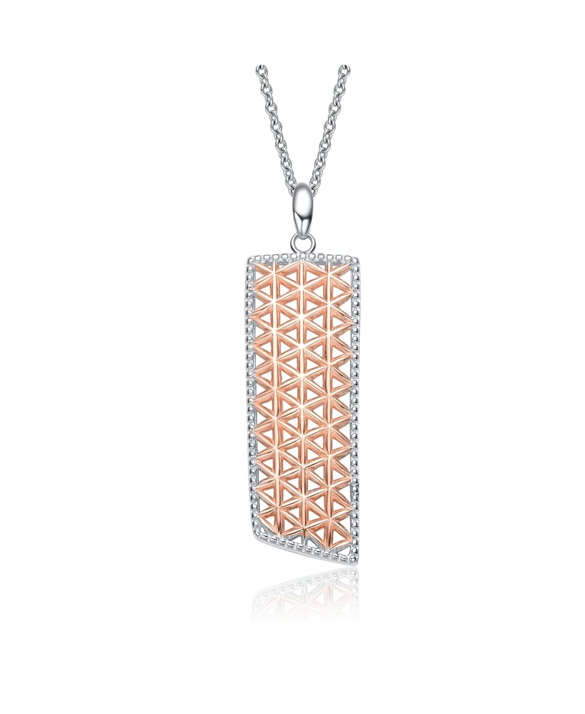 Stylish Sterling Silver Two-Tone Pendant Necklace