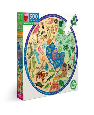 Eeboo Piece and Love Biodiversity 500 Piece Adult Round Jigsaw Puzzle Set