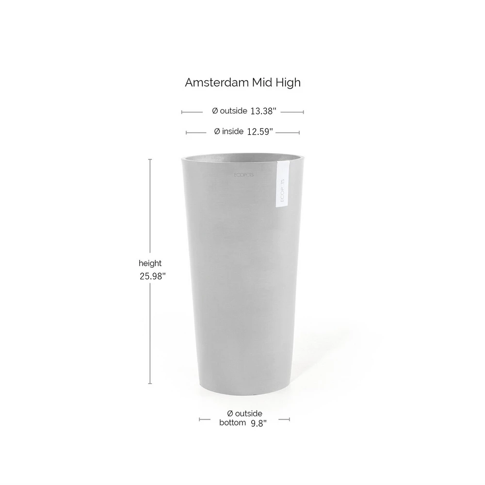 Ecopots Amsterdam Durable Modern Mid High Planter, 26in