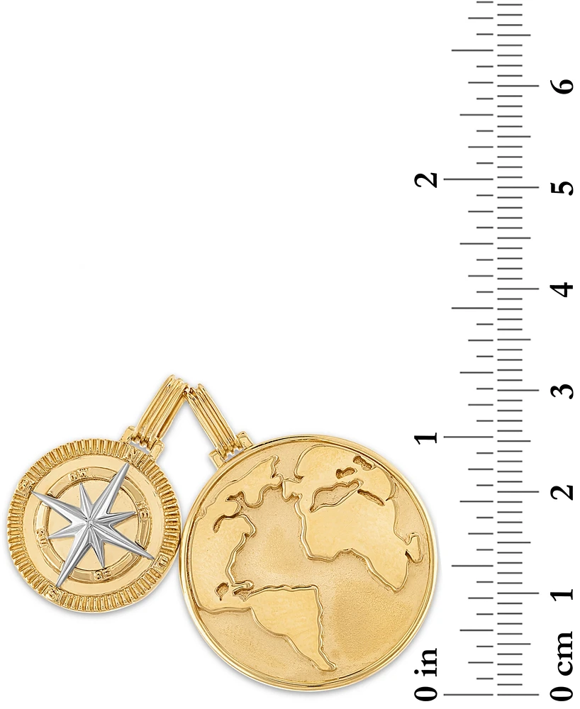Esquire Men's Jewelry 2-Pc. Set Globe & Compass Amulet Pendants in 14k Gold-Plated Sterling Silver, Created for Macy's
