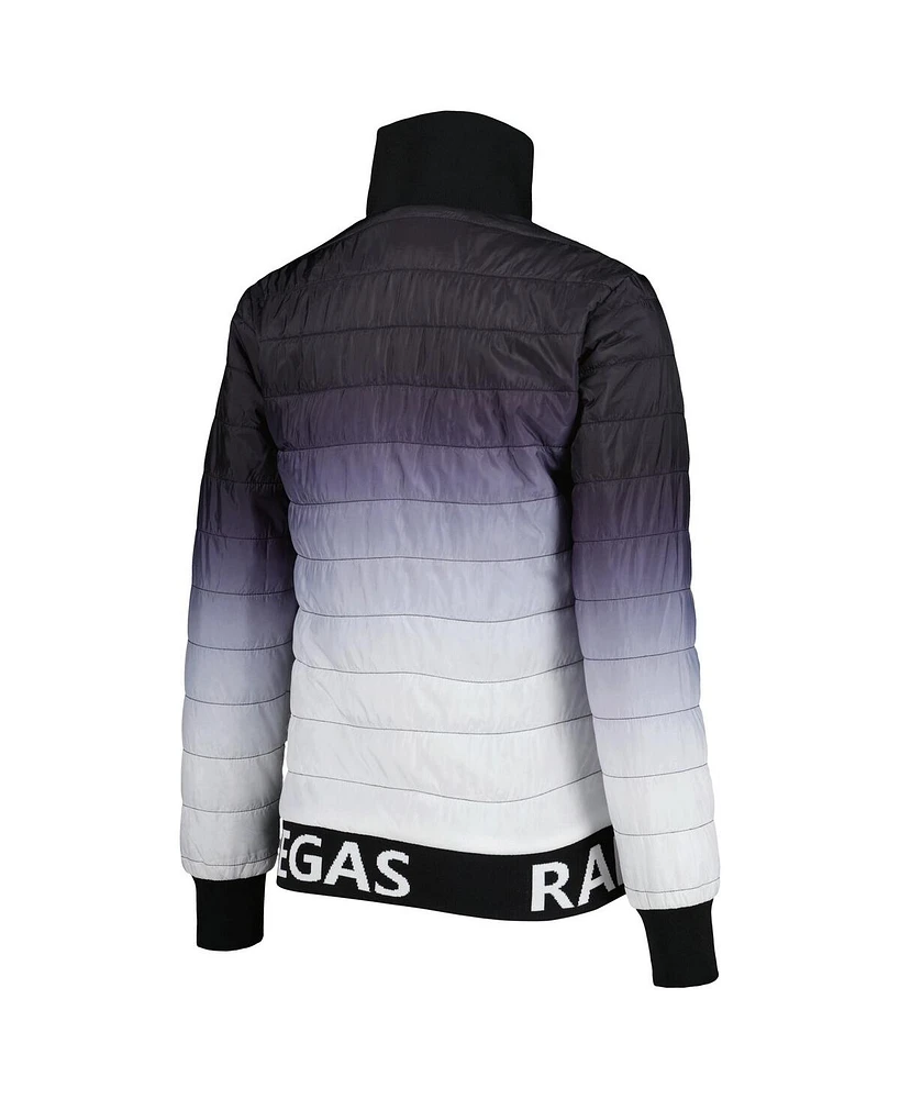 Women's The Wild Collective Black, Silver Las Vegas Raiders Color Block Full-Zip Puffer Jacket
