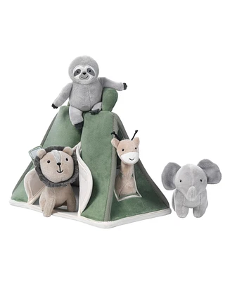 Lambs & Ivy Interactive Plush Safari/Jungle Green Tent with Stuffed Animal Toys