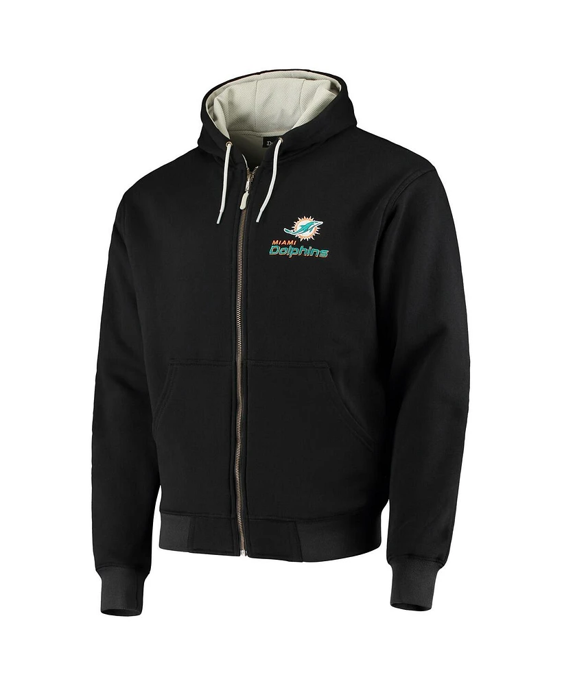 Men's Dunbrooke Black Miami Dolphins Craftsman Thermal-Lined Full-Zip Hoodie