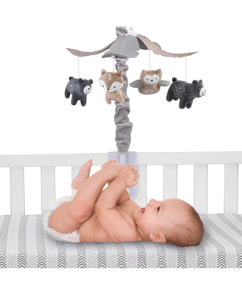 Lambs & Ivy Woodland Forest Gray/Tan Musical Baby Crib Mobile Soother Toy