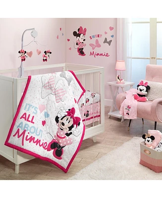 Lambs & Ivy Disney Baby Minnie Mouse Love 3-Piece Pink Nursery Crib Bedding Set