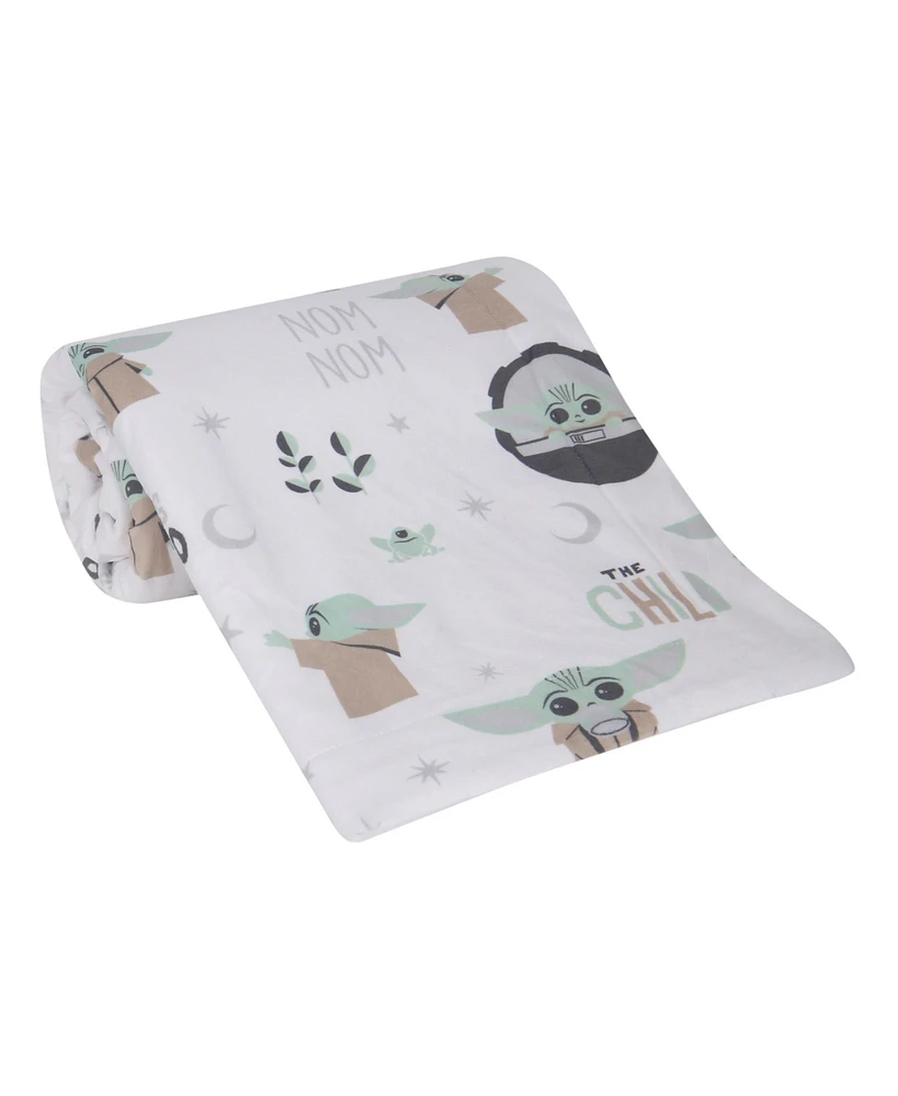 Lambs & Ivy Star Wars The Child/Baby Yoda/Grogu White Minky/Fleece Baby Blanket