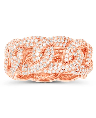 Macy's Cubic Zirconia Link Eternity Ring (4 ct. t.w.) 14 Karat Rose Gold Over Sterling Silver