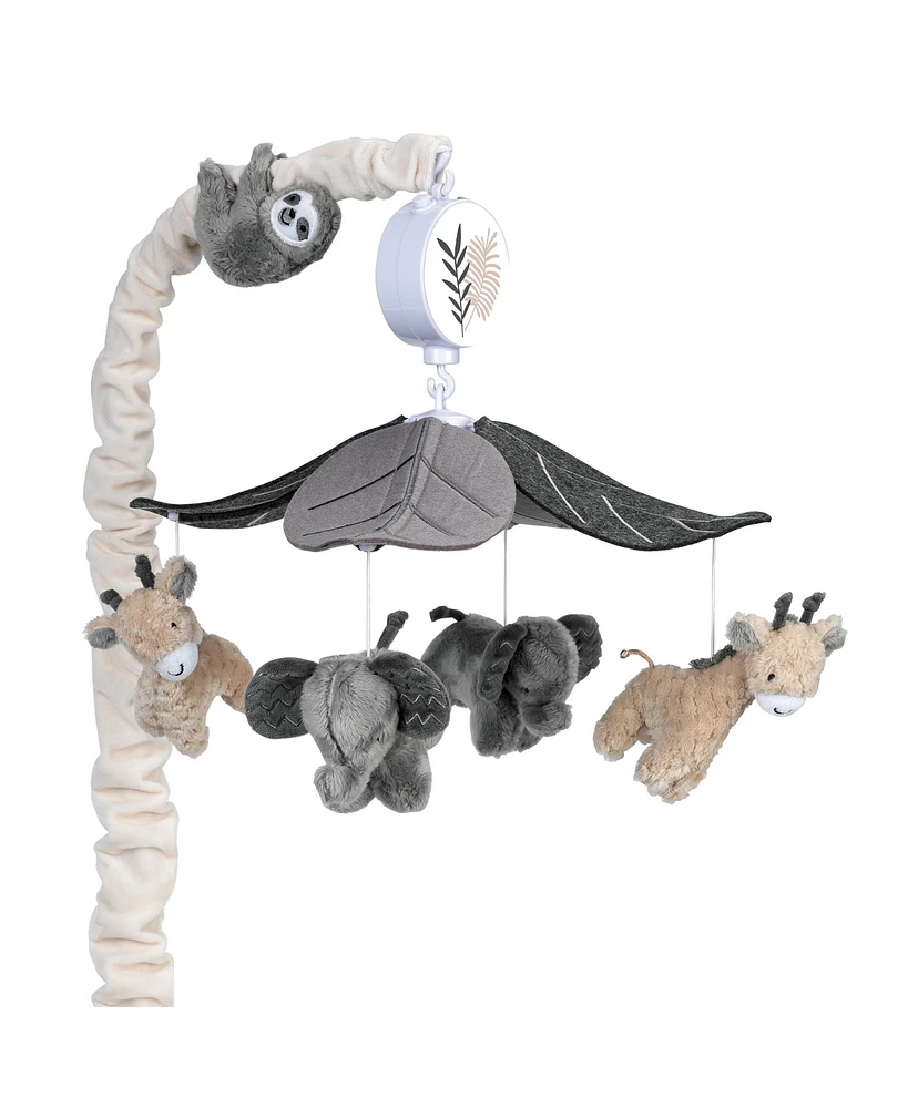 Lambs & Ivy Baby Jungle Animals Gray/Tan Musical Crib Mobile Soother Toy