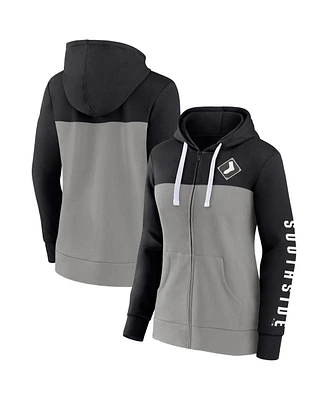 Women's Fanatics Black, Gray Chicago White Sox Take The Field Colorblocked Hoodie Full-Zip Jacket