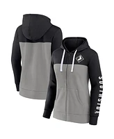 Women's Fanatics Black, Gray Chicago White Sox Take The Field Colorblocked Hoodie Full-Zip Jacket