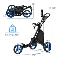 Folding 3 Wheels Golf Push Cart W/Bag Scoreboard