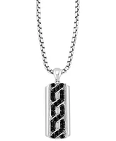 Effy Men's Black Spinel Dog Tag 22" Pendant Necklace (1-1/5 ct. t.w.) in Sterling Silver