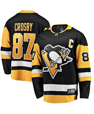 Men's Fanatics Sidney Crosby Black Pittsburgh Penguins Captain Patch Home Breakaway Jersey