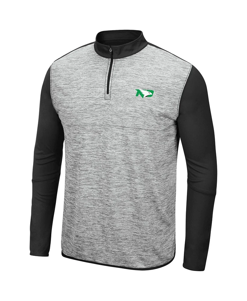 Men's Colosseum Heather Gray, Black North Dakota Prospect Quarter-Zip Jacket