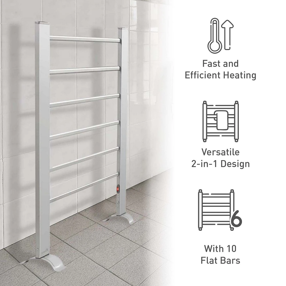 Pursonic 6-Bar Freestanding or Wall Mountable Towel Warmer