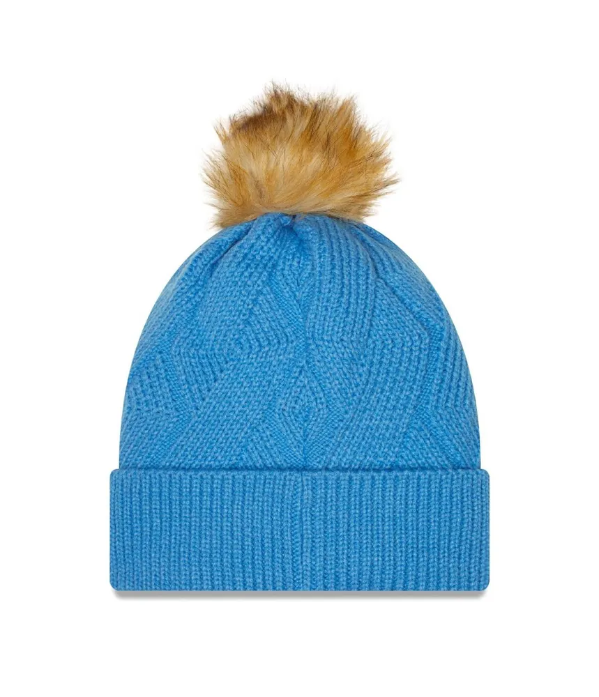 Women's New Era Powder Blue Los Angeles Chargers Snowy Cuffed Knit Hat with Pom