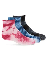 MeMoi Girls 3 Pairs Tie Dye Mid-Cut Cotton Blend Socks