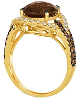 Le Vian Chocolate Quartz (4-1/5 ct. t.w.) & Diamond (1-7/8 ct. t.w.) Swirl Ring in 14k Gold