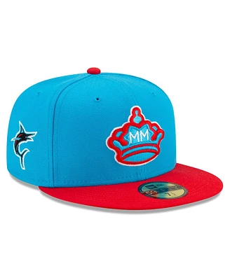 Men's New Era Blue, Red Miami Marlins City Connect 59FIFTY Fitted Hat