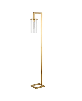 Malva Brass Floor Lamp with Seeded Glass Shade