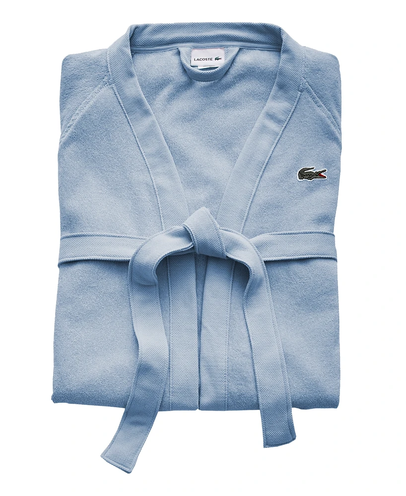 Lacoste Home Logo Patch 100% Cotton Pique Bath Robe